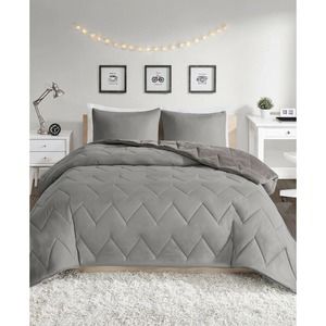 Intelligent Design Kai Chevron Quilted Reversible 3 Pc. Comforter Set FULL QUEEN